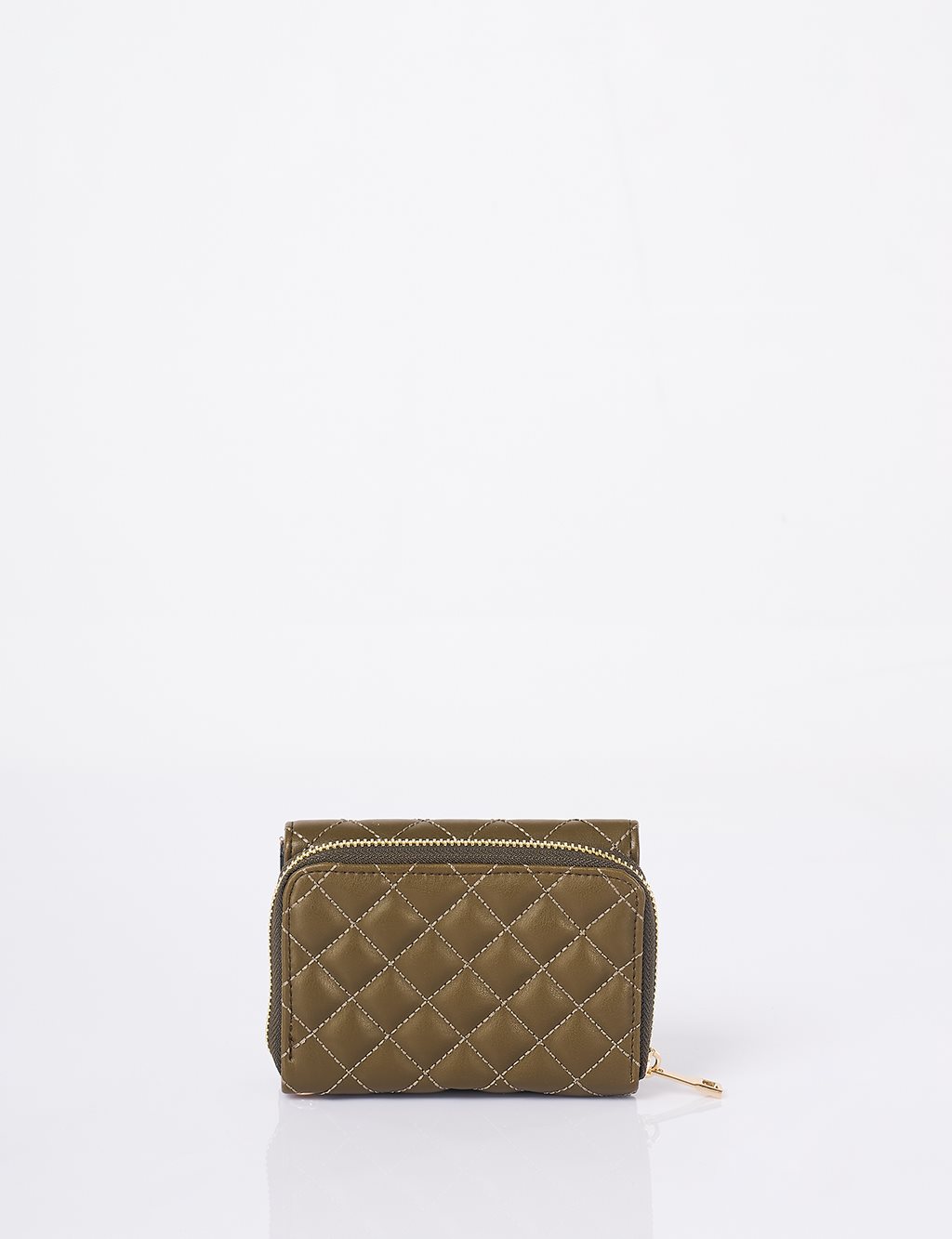 Quilted Zip-Around Wallet Khaki