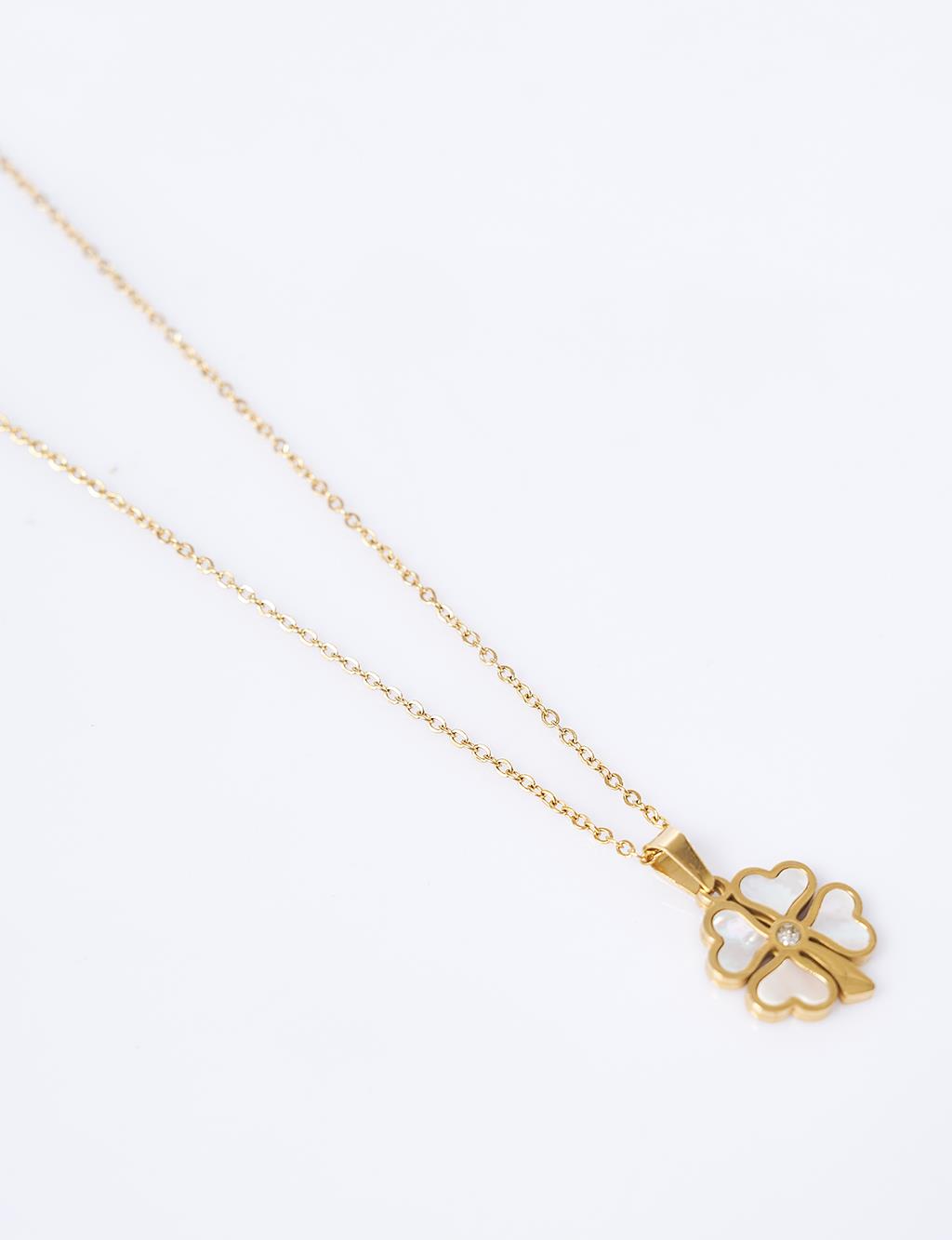 Heart Motif Stainless Steel Necklace Gold