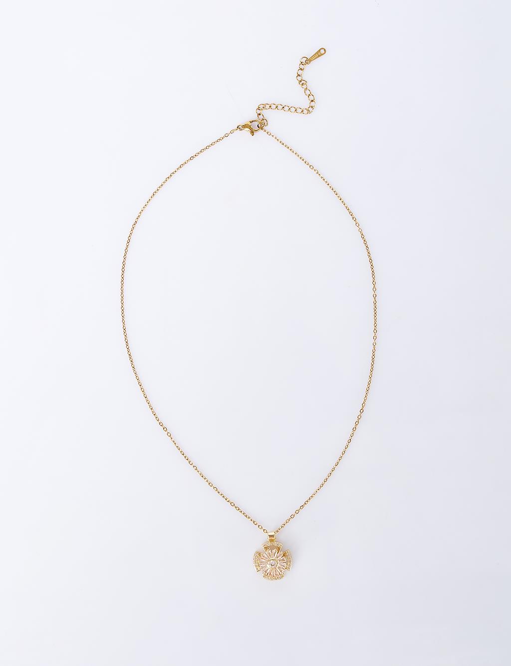 Flower Motif Necklace Gold 