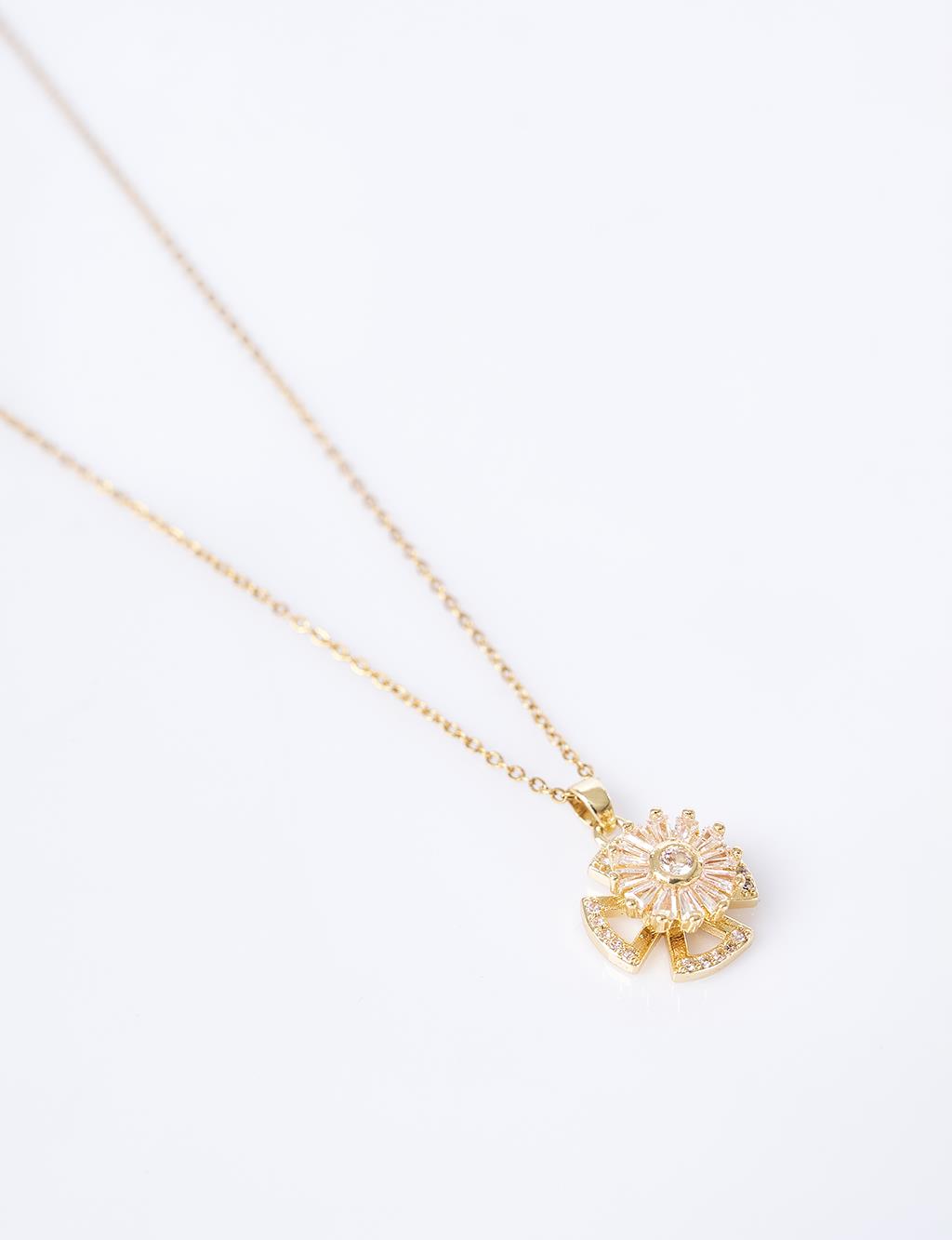 Flower Motif Necklace Gold 