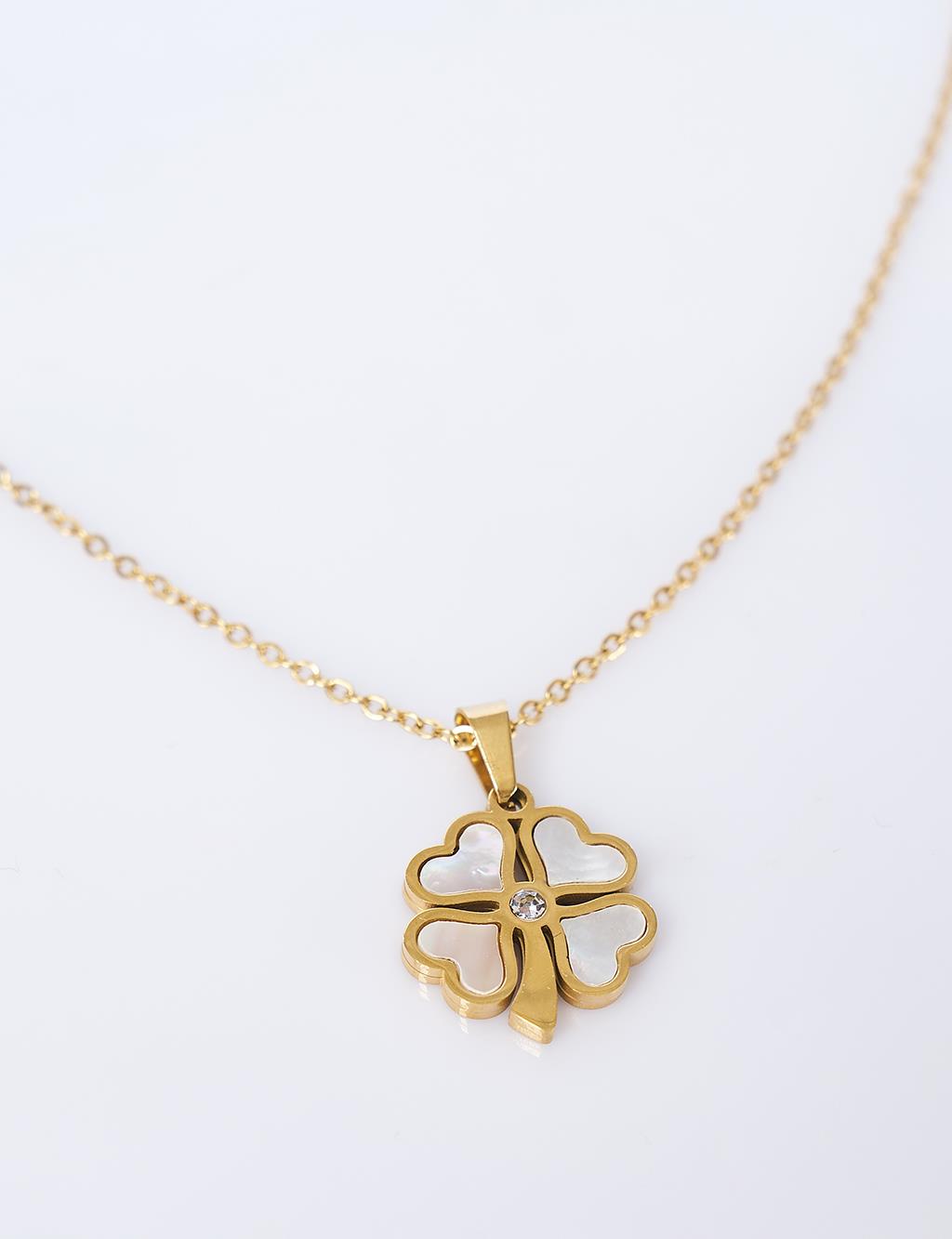 Heart Motif Stainless Steel Necklace Gold