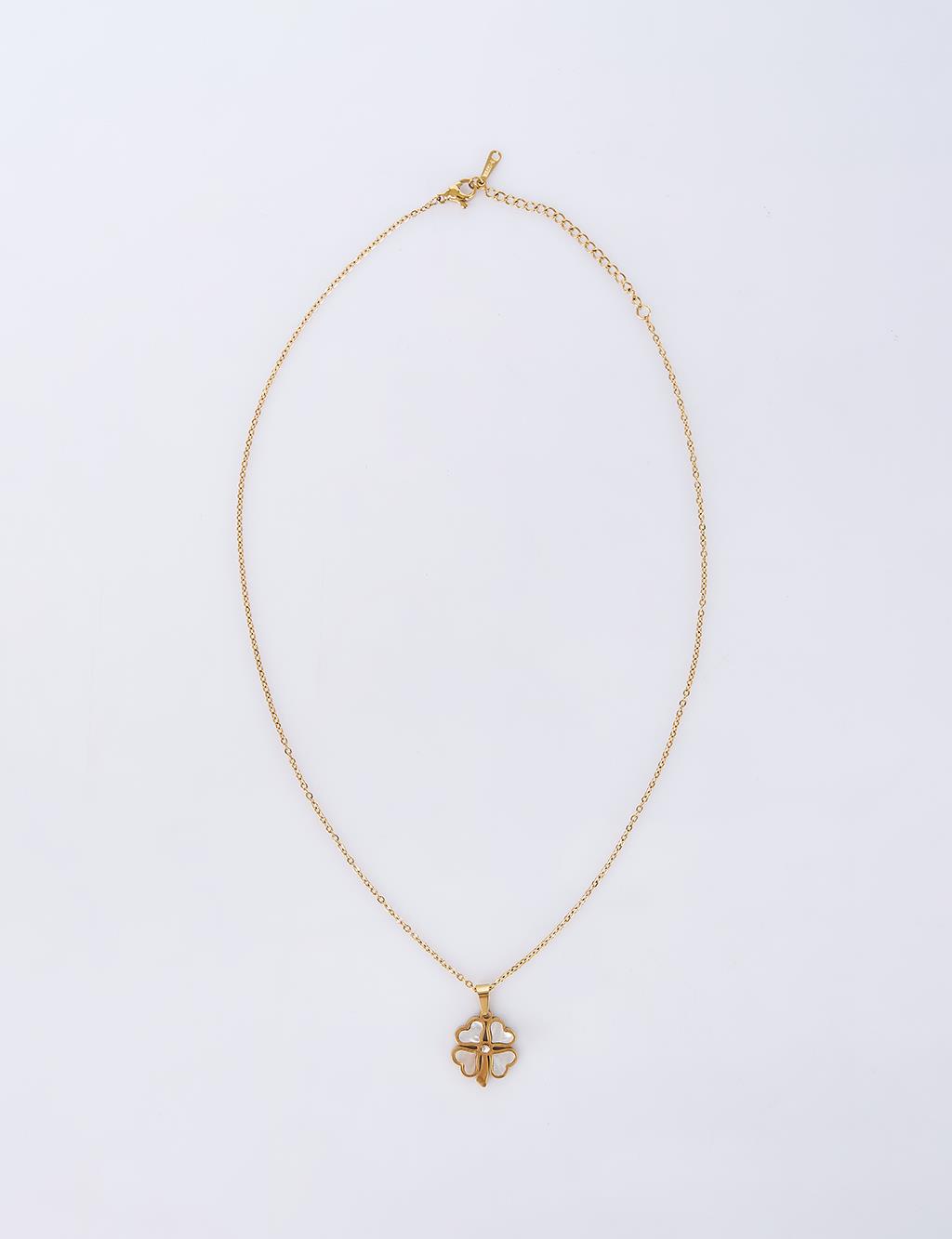 Heart Motif Stainless Steel Necklace Gold