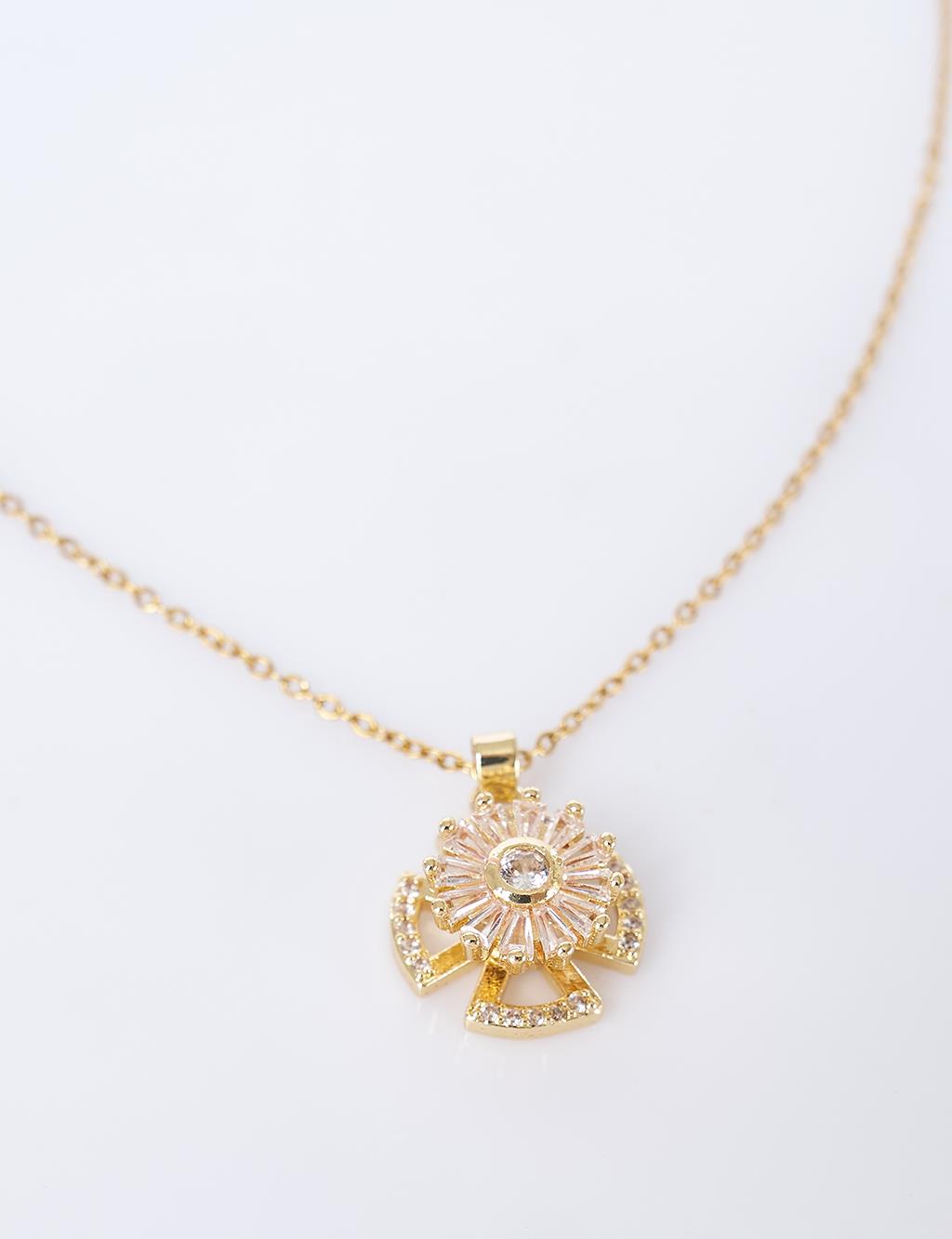 Flower Motif Necklace Gold 