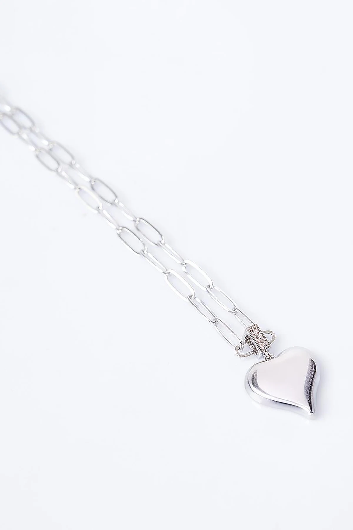 Heart Figure Chain Necklace Silver