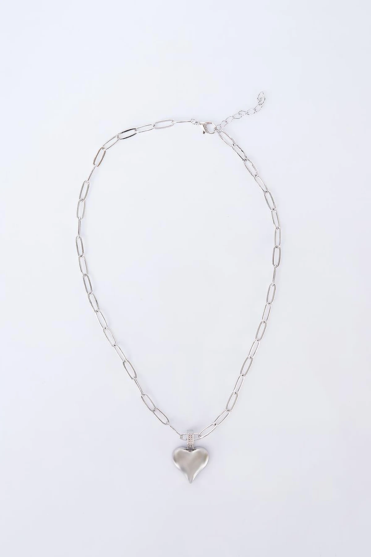 Heart Figure Chain Necklace Silver