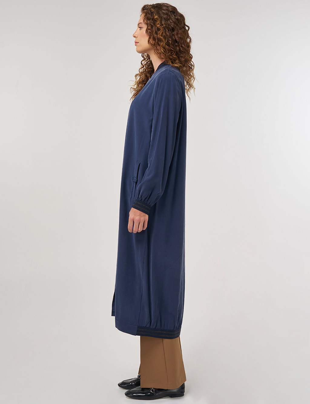 Long Zippered Throw-On in Navy