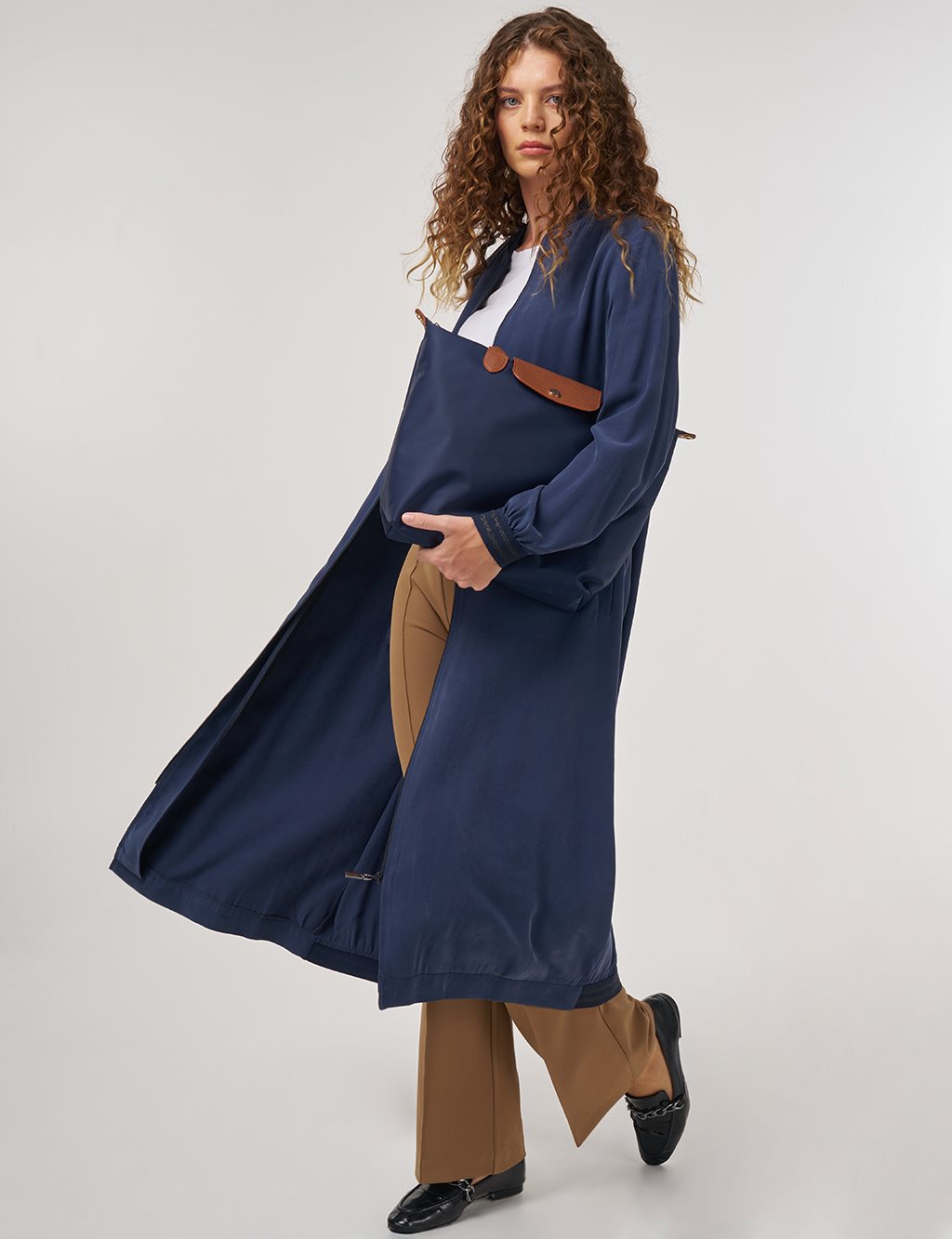 Long Zippered Throw-On in Navy