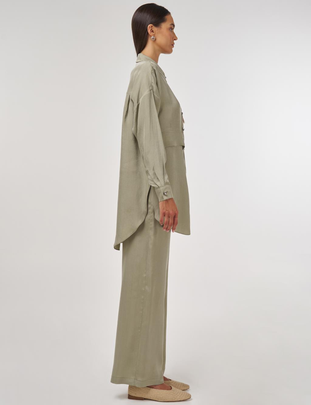Embroidered Lyocell Two-Piece Set Moss Green