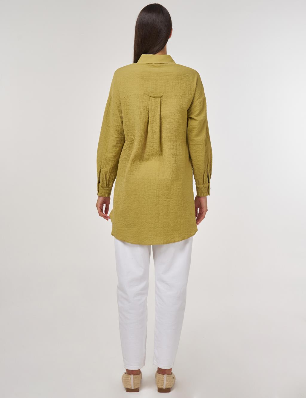 Flap-Pocket Cotton Blouse Khaki