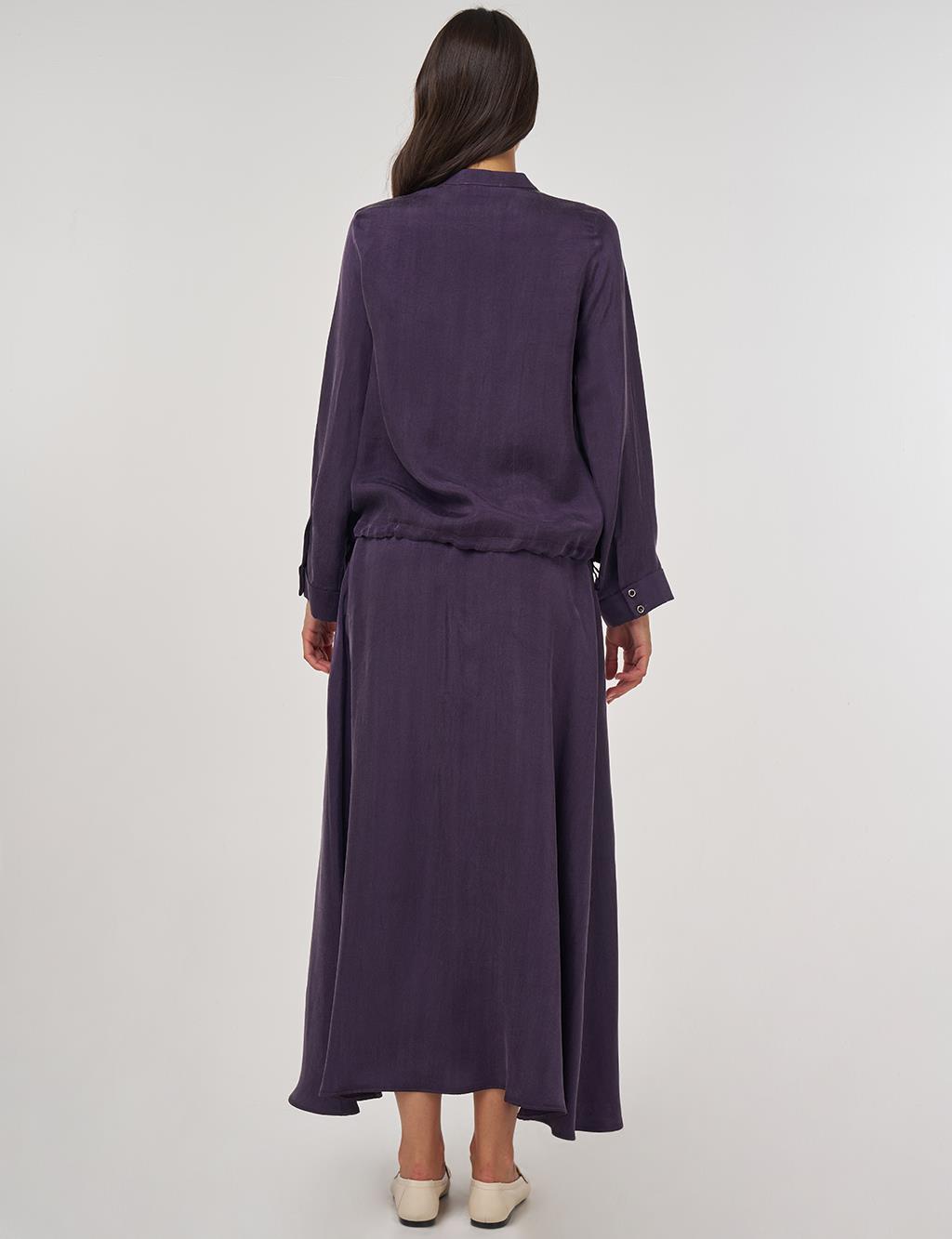 Embroidered Lyocell Skirt Set Eggplant Purple