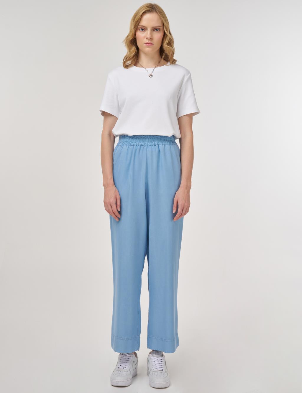 Wide Leg Lyocell Pants Ice Blue