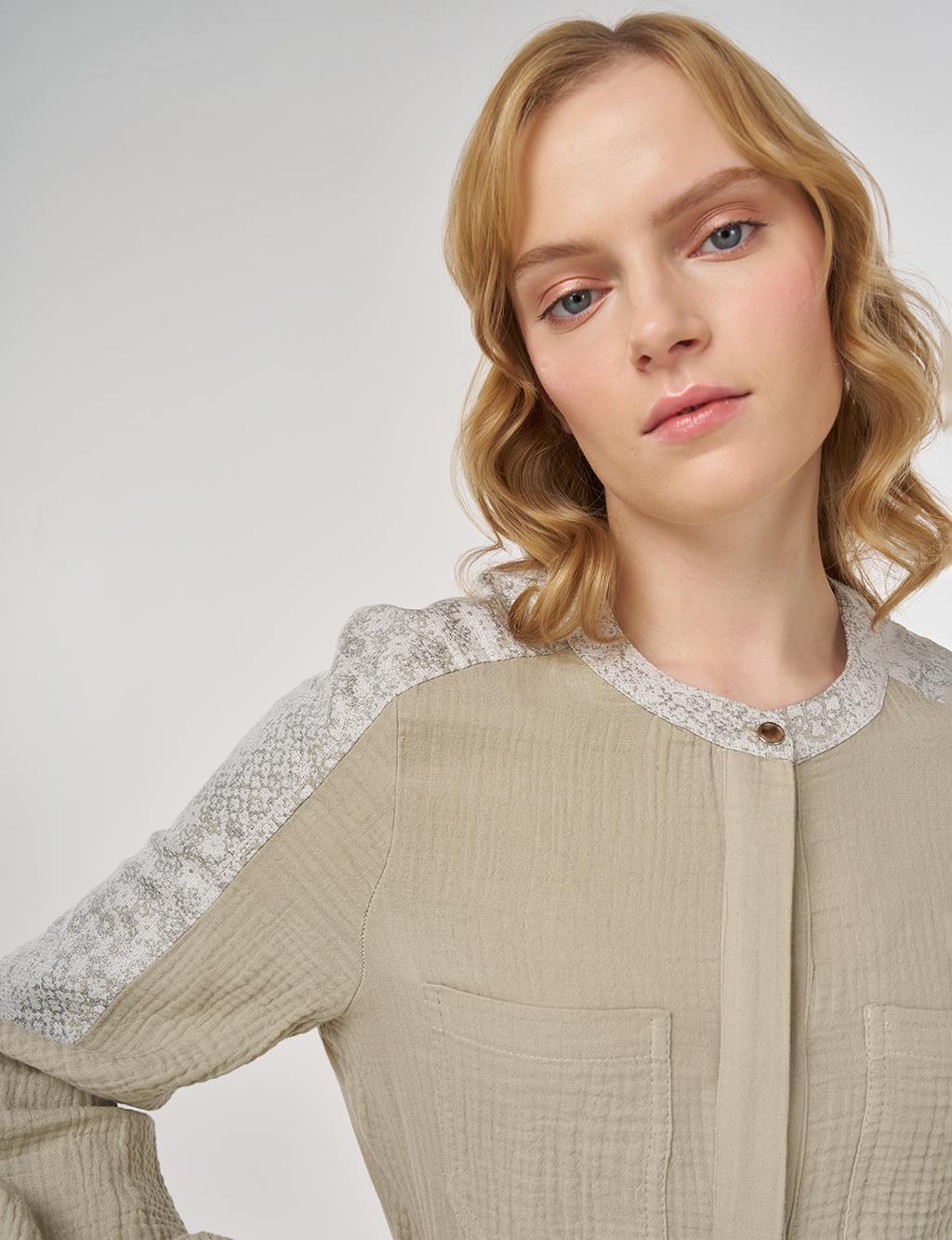 Jacquard-Trimmed Muslin Dress Moss Green