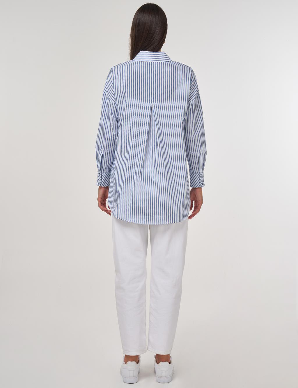 Embroidery-Appliquéd Cotton Tunic Indigo 