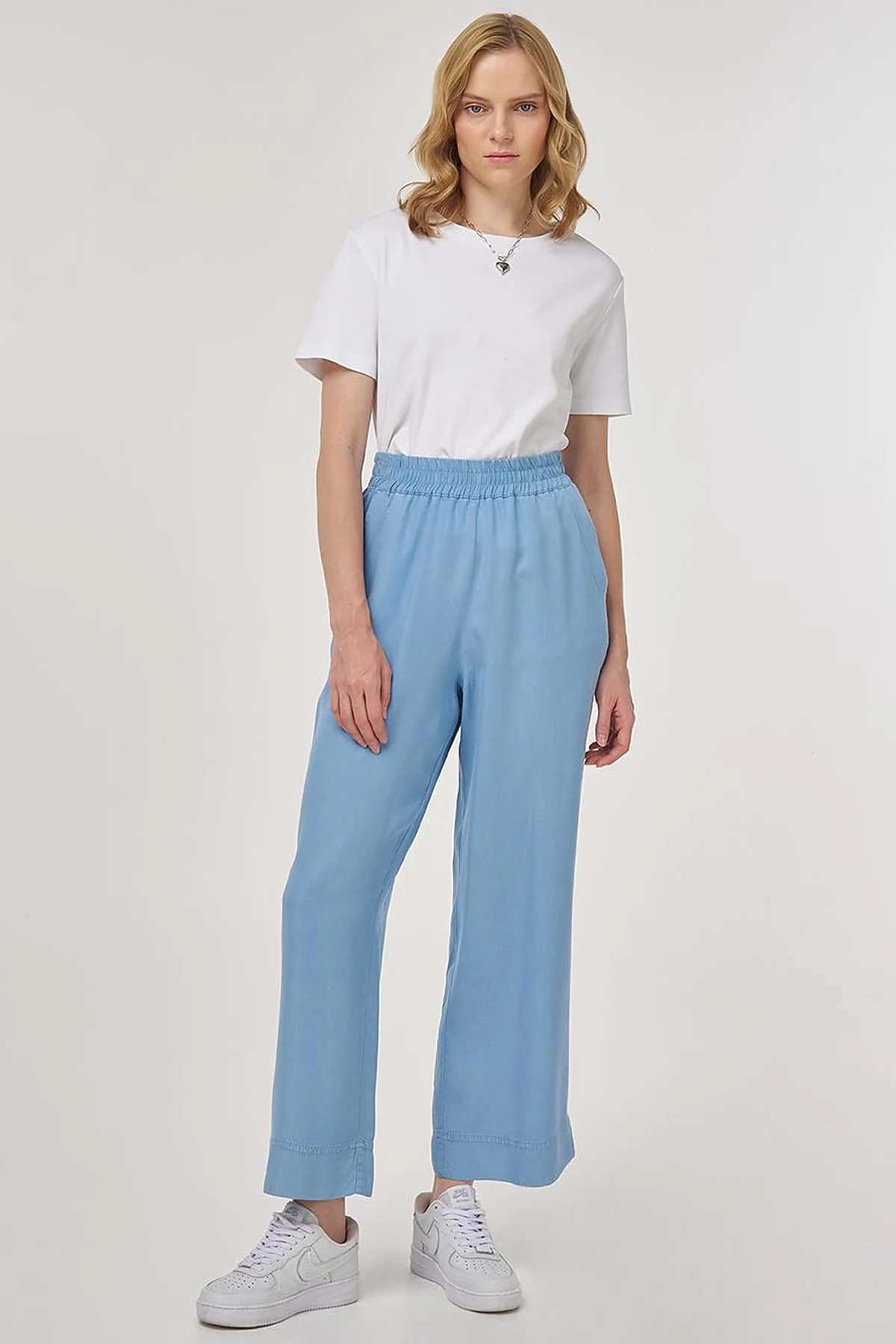 Wide Leg Lyocell Pants Ice Blue