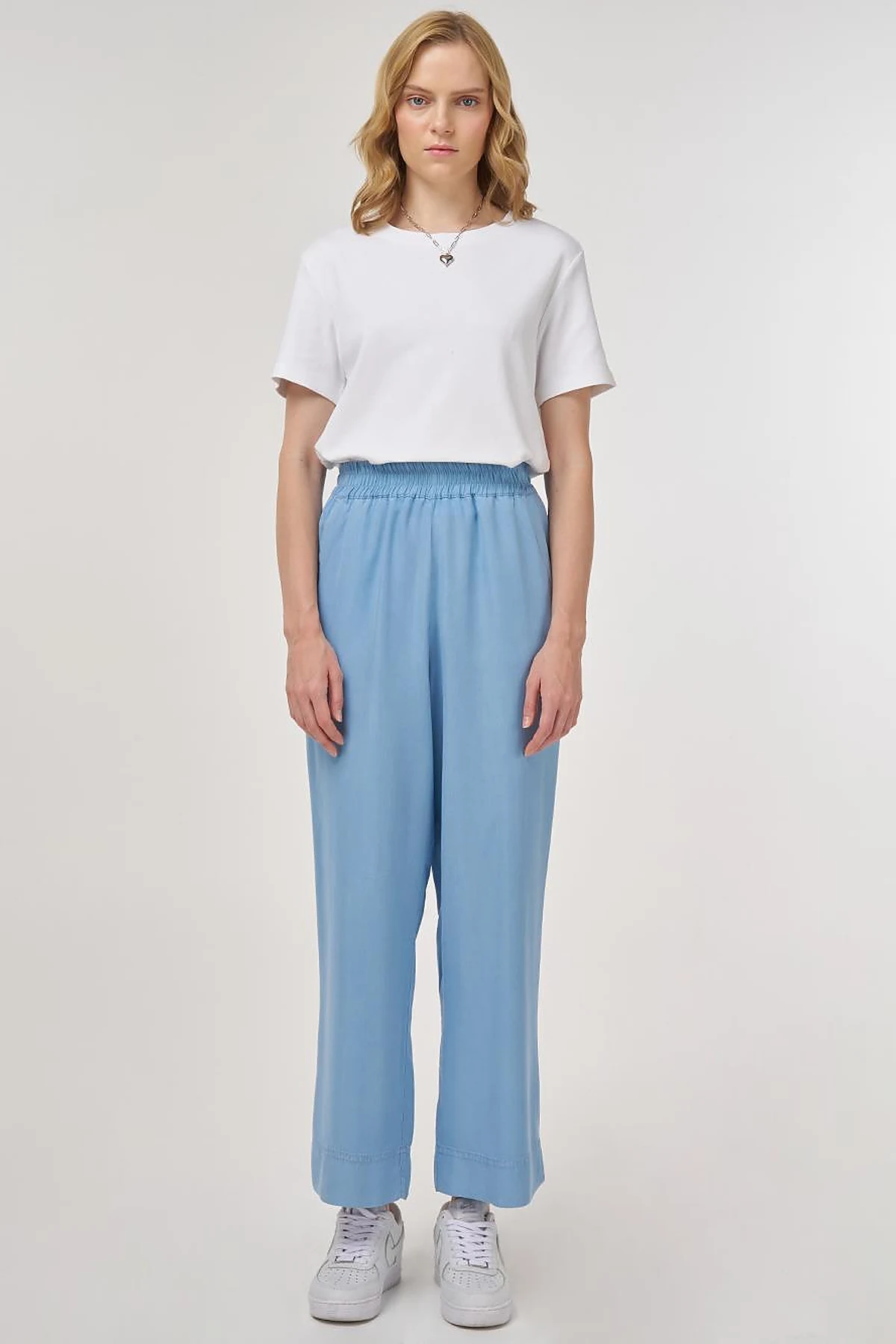Wide Leg Lyocell Pants Ice Blue