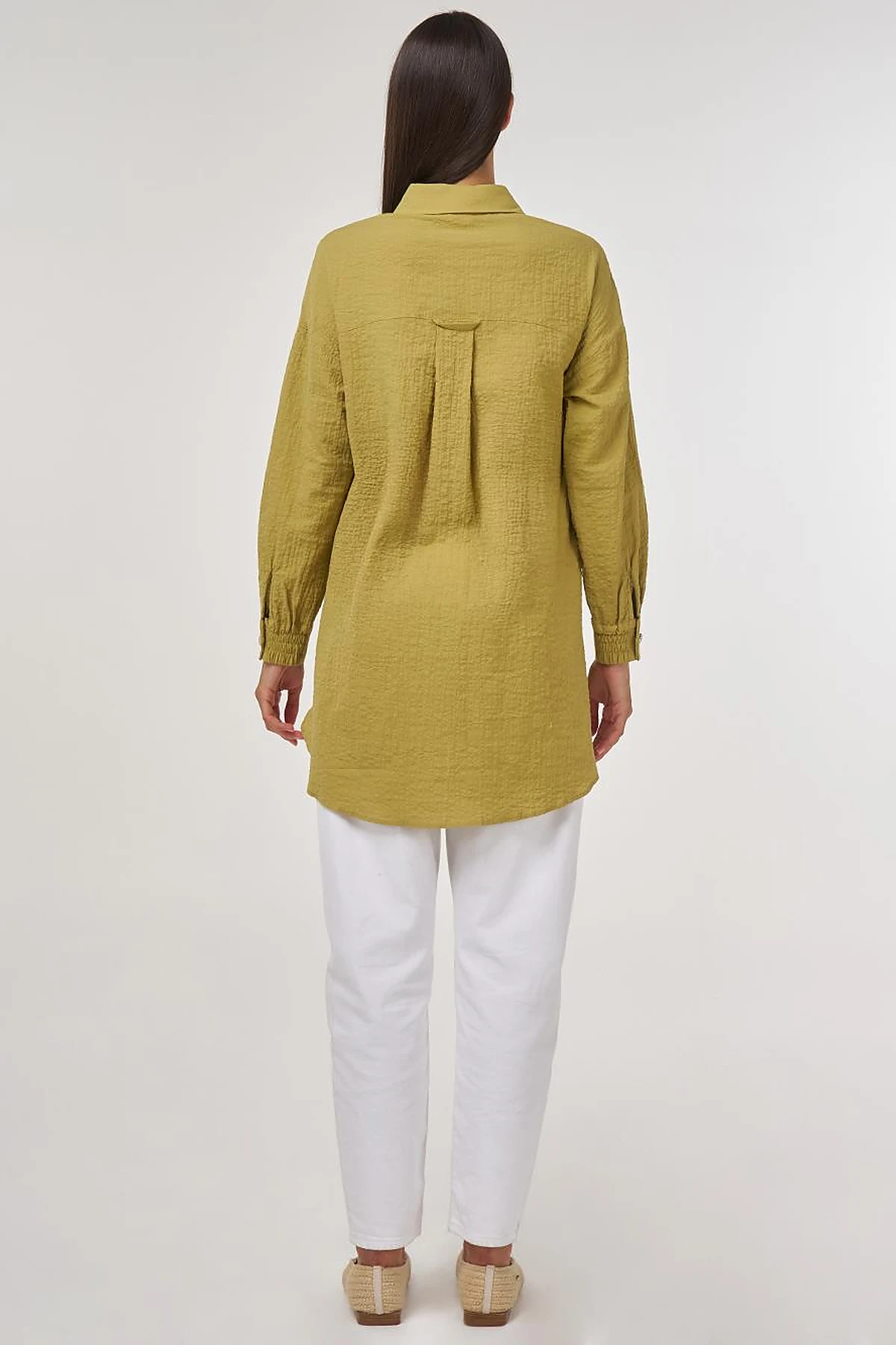 Flap-Pocket Cotton Blouse Khaki