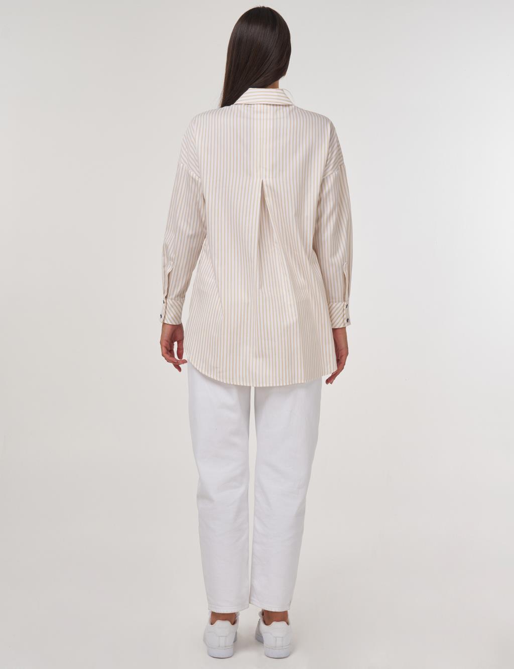 Embroidery-Appliquéd Cotton Tunic Beige