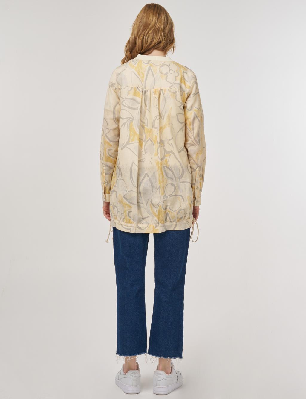 Abstract Pattern Cotton-Linen Tunic Cream