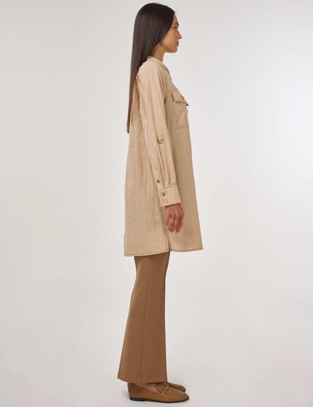 100% Cotton Double Pocket Tunic Beige