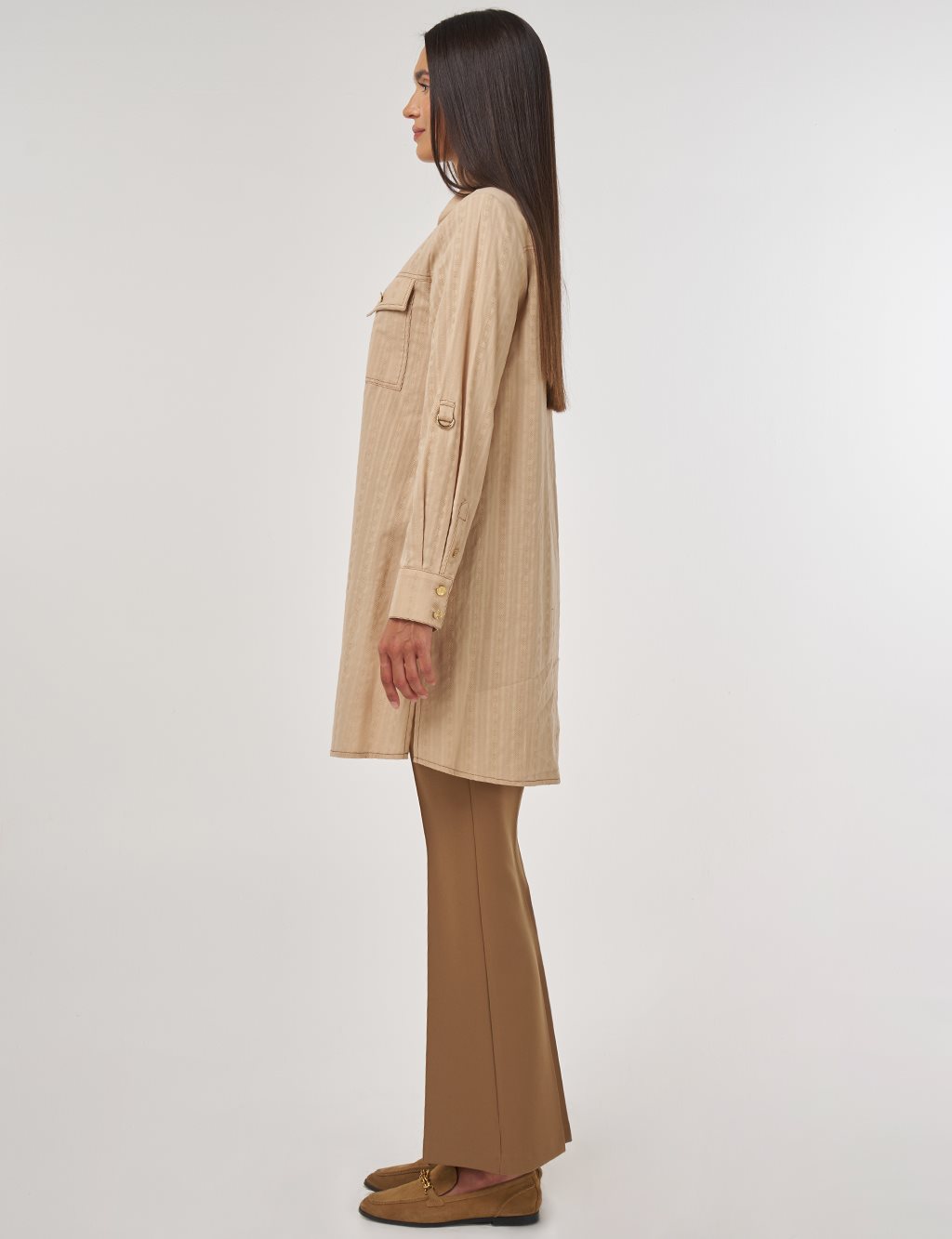 100% Cotton Double Pocket Tunic Beige