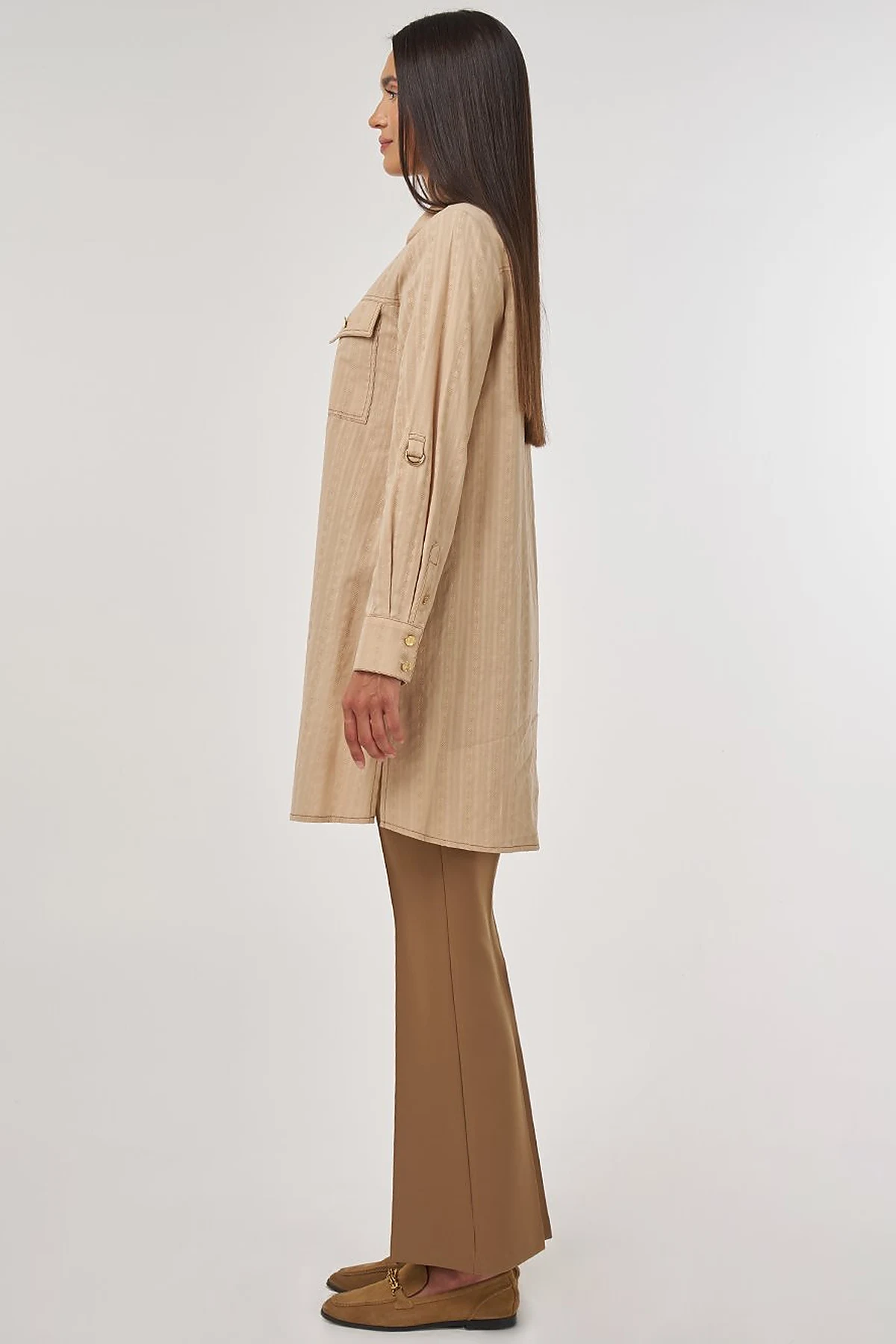 100% Cotton Double Pocket Tunic Beige