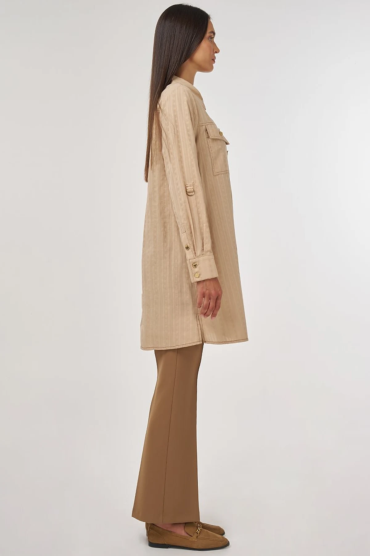 100% Cotton Double Pocket Tunic Beige