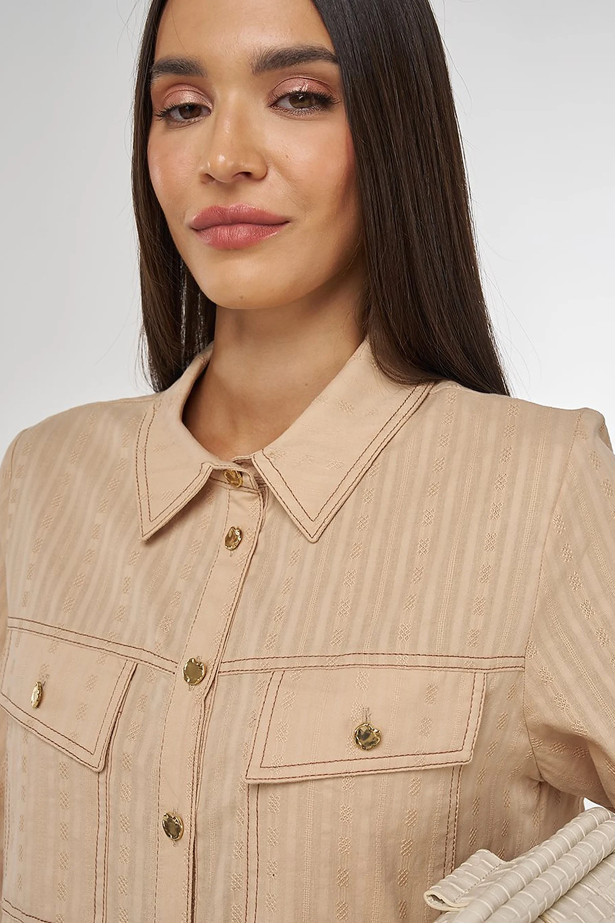100% Cotton Double Pocket Tunic Beige