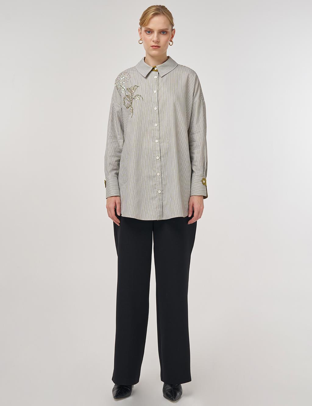 Button-Detail Cotton Tunic Khaki