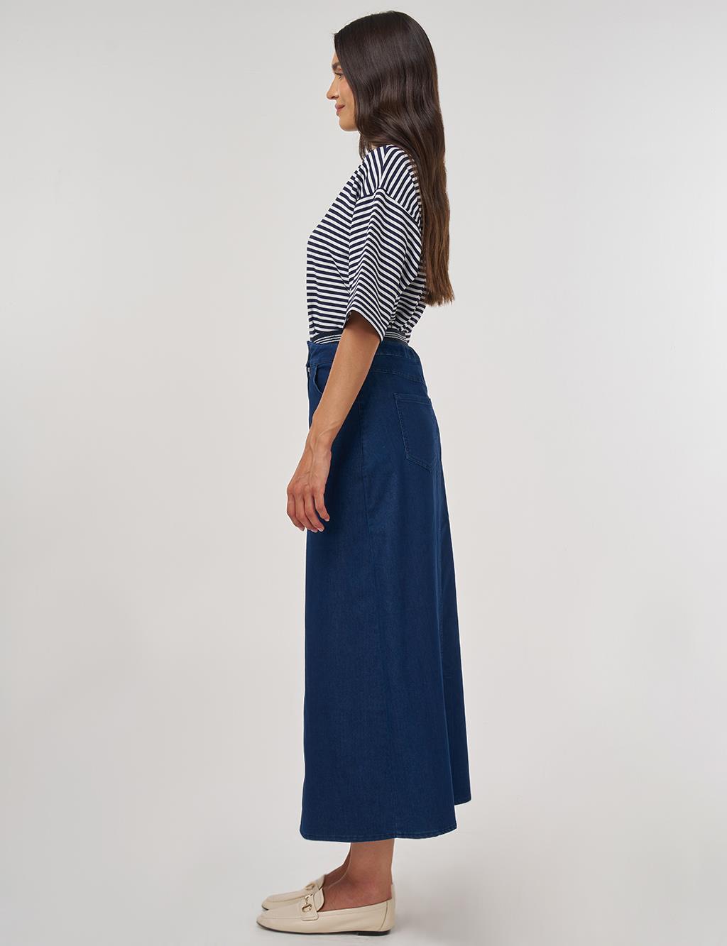 Waistband Denim Skirt Navy
