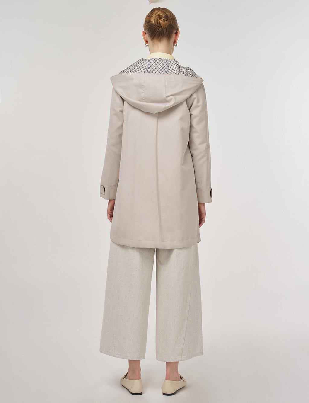 Hooded Short Trench Coat Stone 