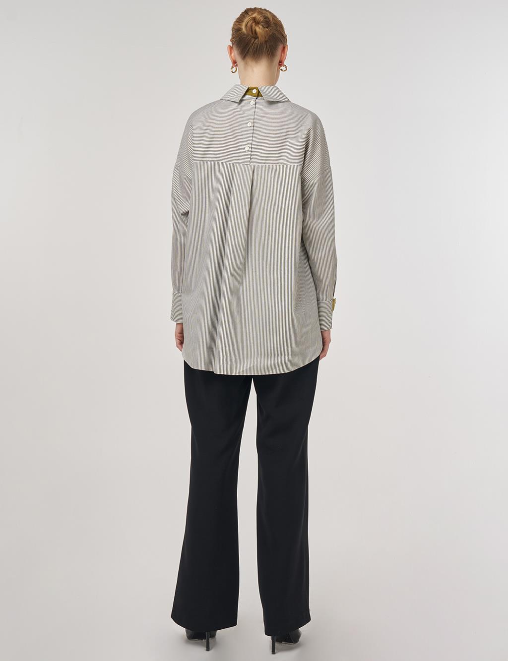 Button-Detail Cotton Tunic Khaki