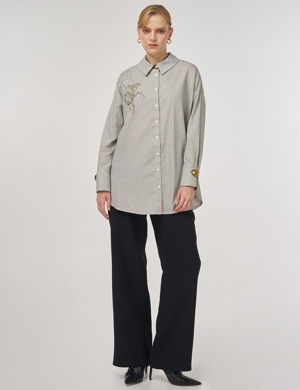 Button-Detail Cotton Tunic Khaki