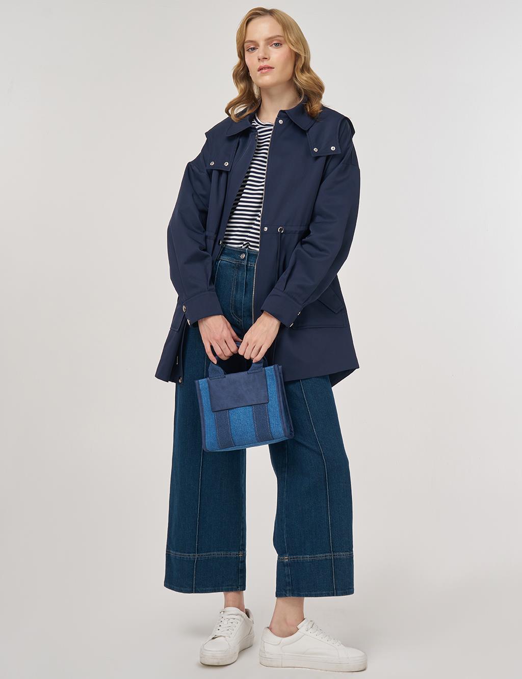 Shawl Collar Trench Coat Dark Navy 