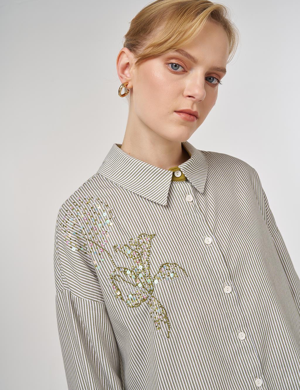 Button-Detail Cotton Tunic Khaki