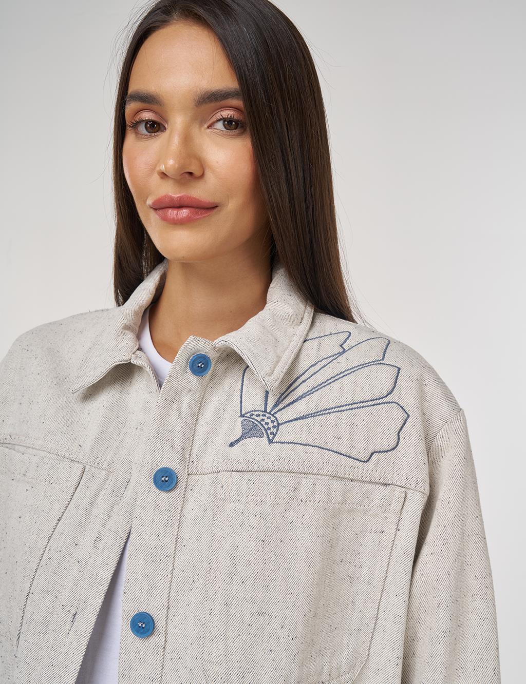 Double-Pocket Denim Jacket Gray