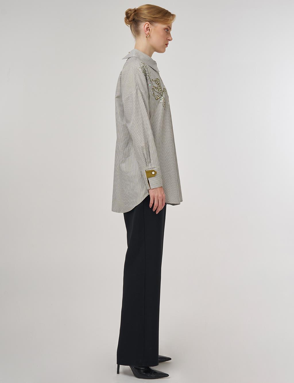 Button-Detail Cotton Tunic Khaki