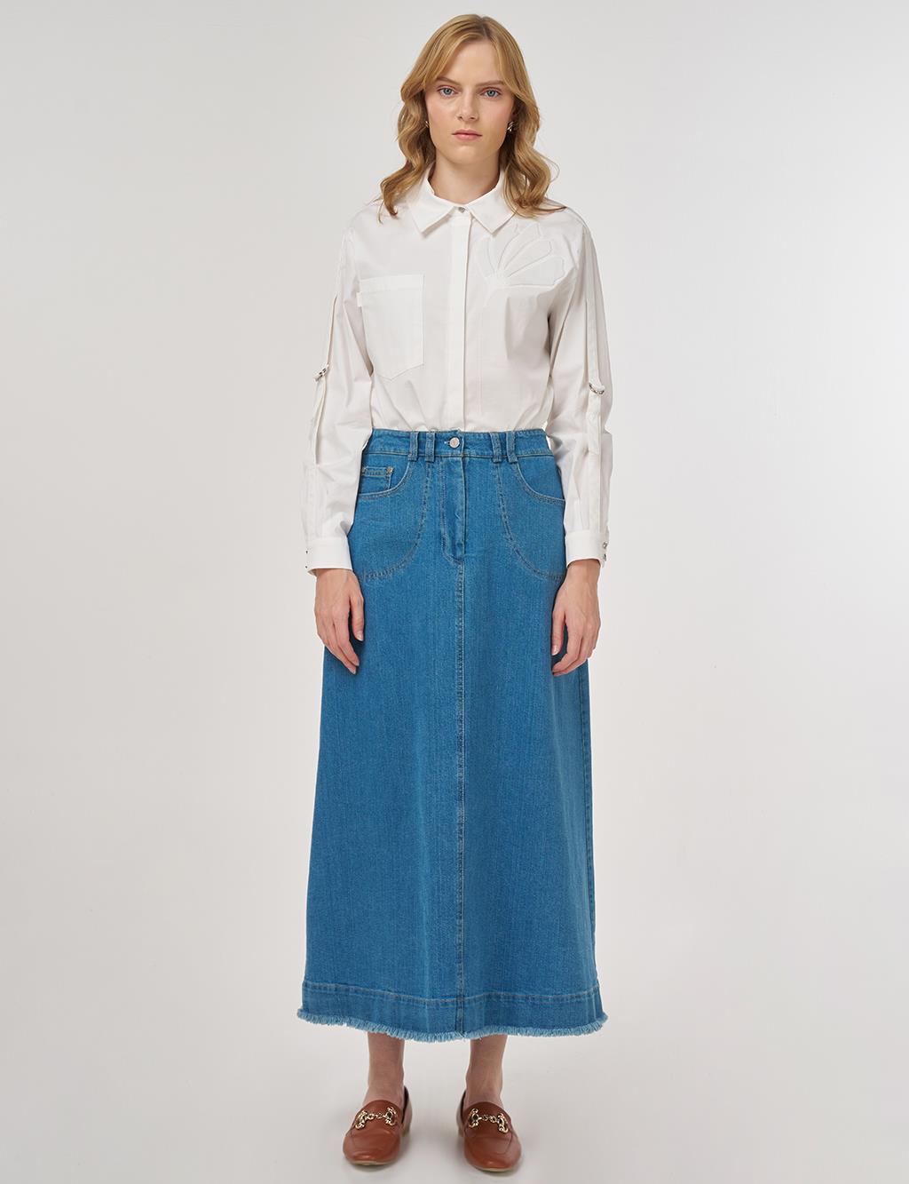 Pocket-Detail Denim Skirt Indigo