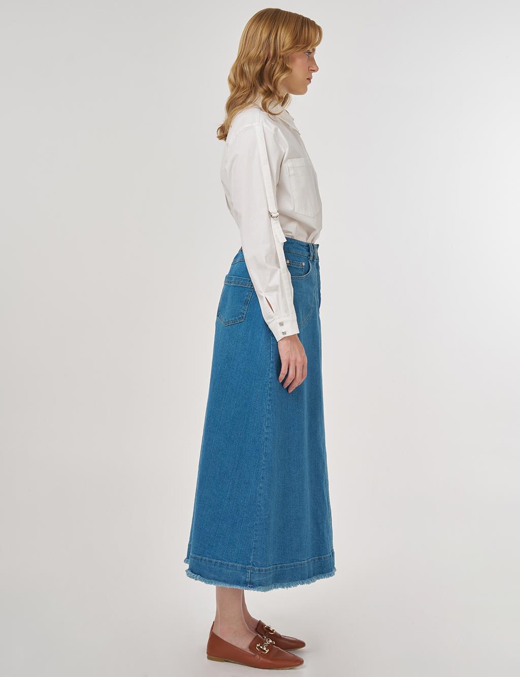 Pocket-Detail Denim Skirt Indigo