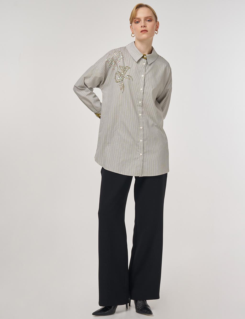Button-Detail Cotton Tunic Khaki