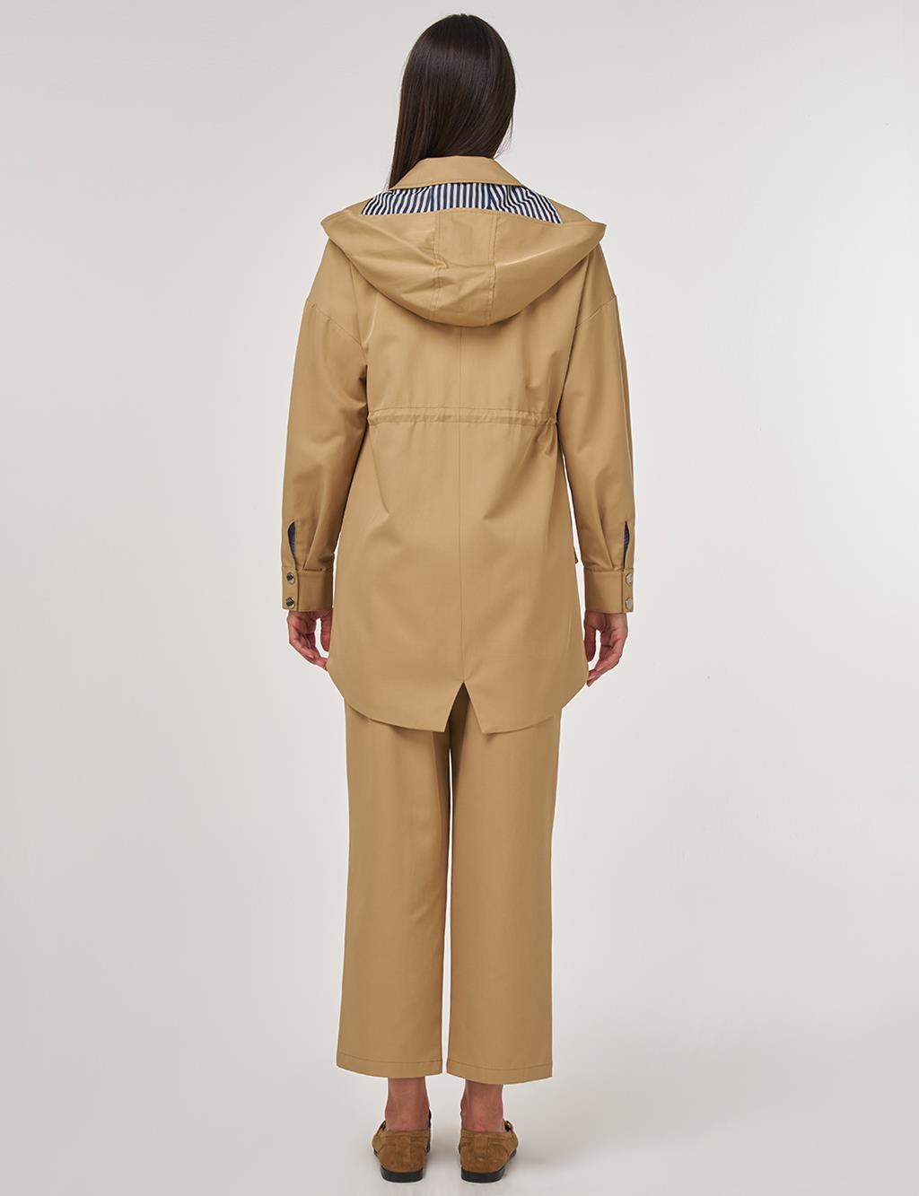 Shawl Collar Trench Coat Beige