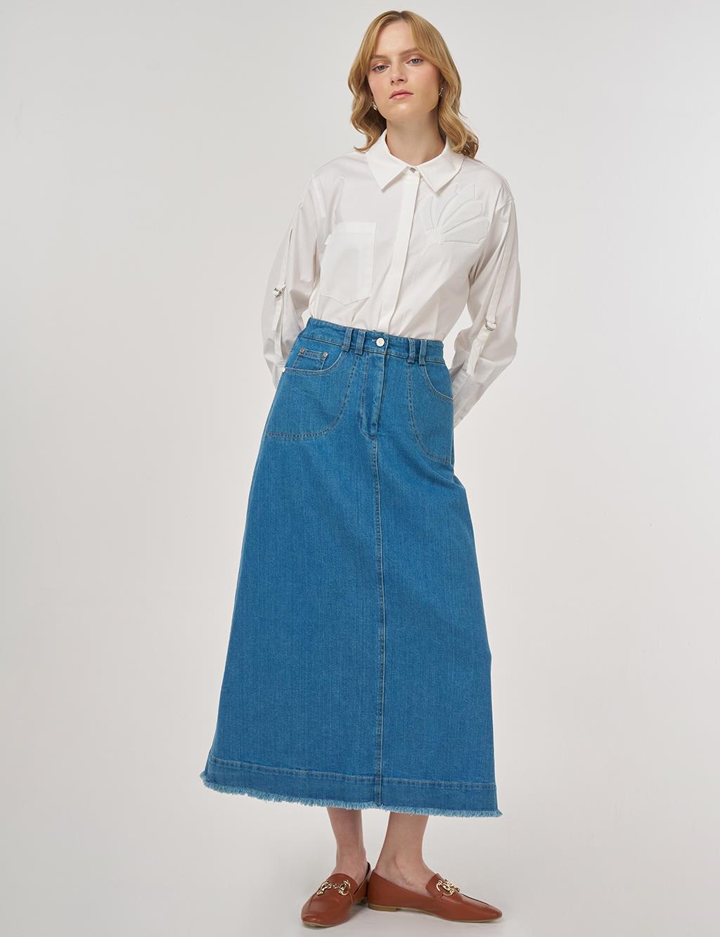 Pocket-Detail Denim Skirt Indigo