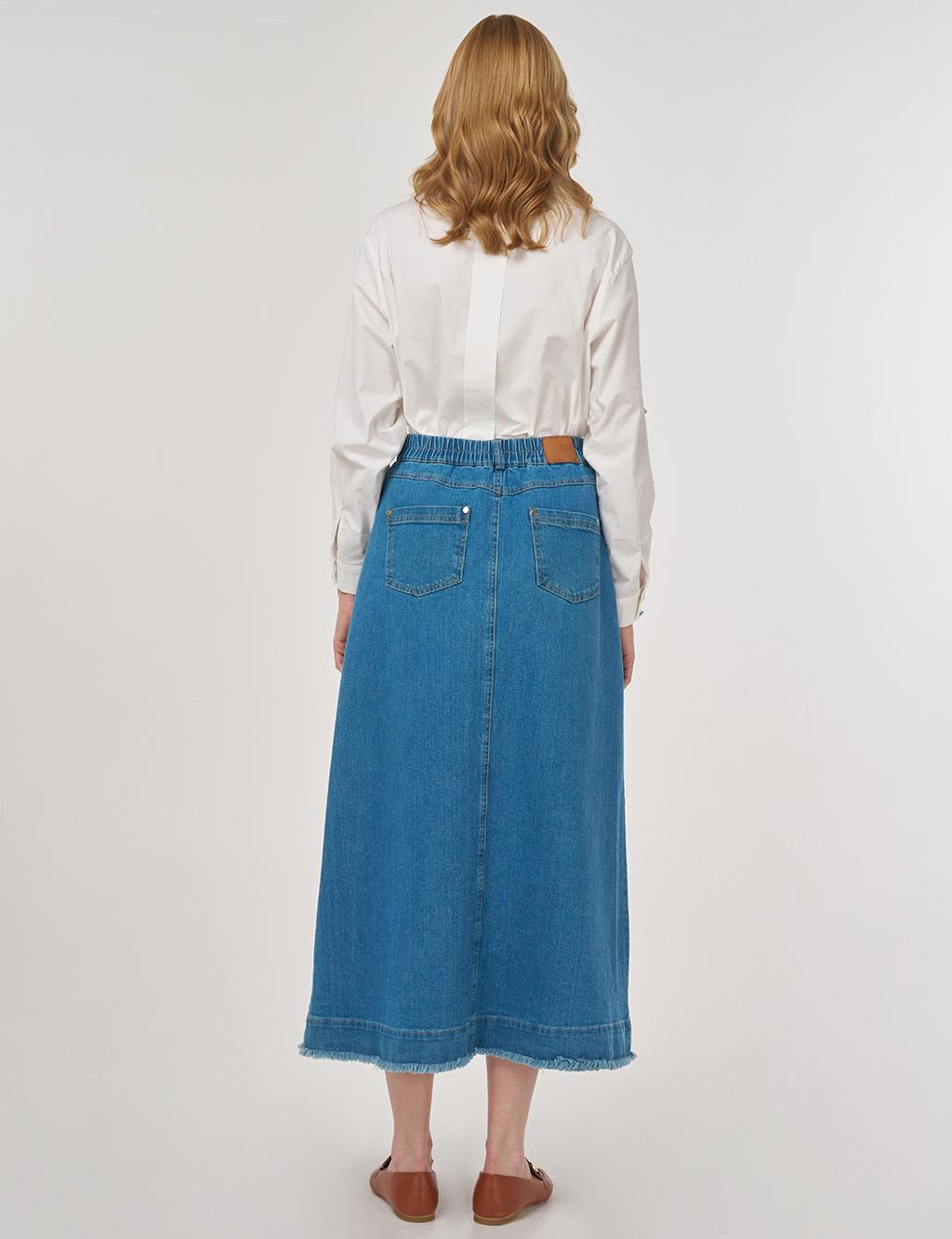 Pocket-Detail Denim Skirt Indigo