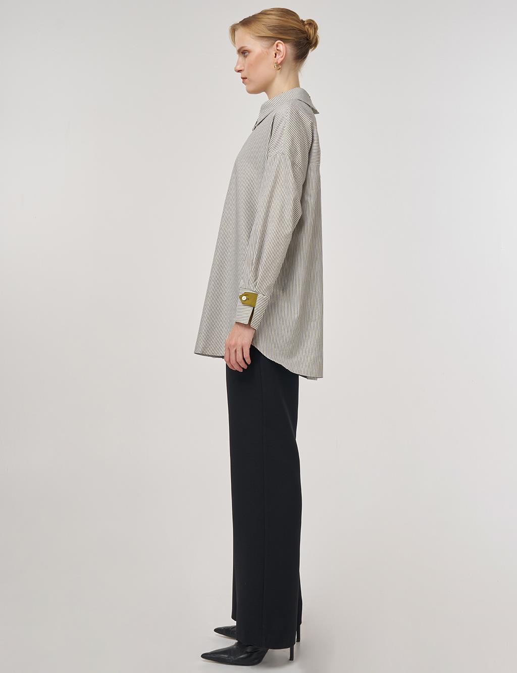 Button-Detail Cotton Tunic Khaki