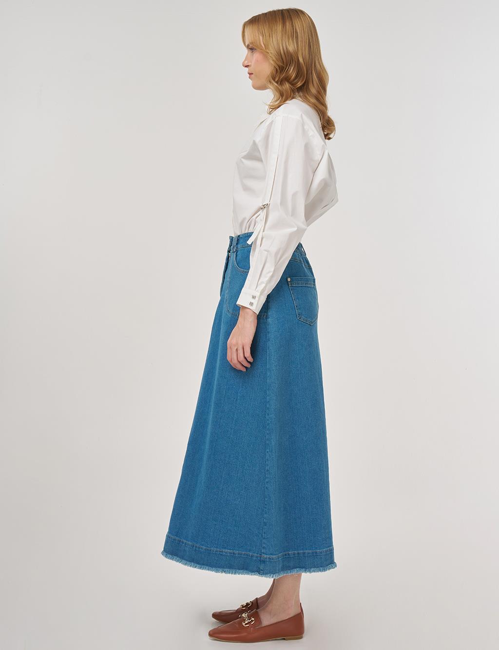 Pocket-Detail Denim Skirt Indigo