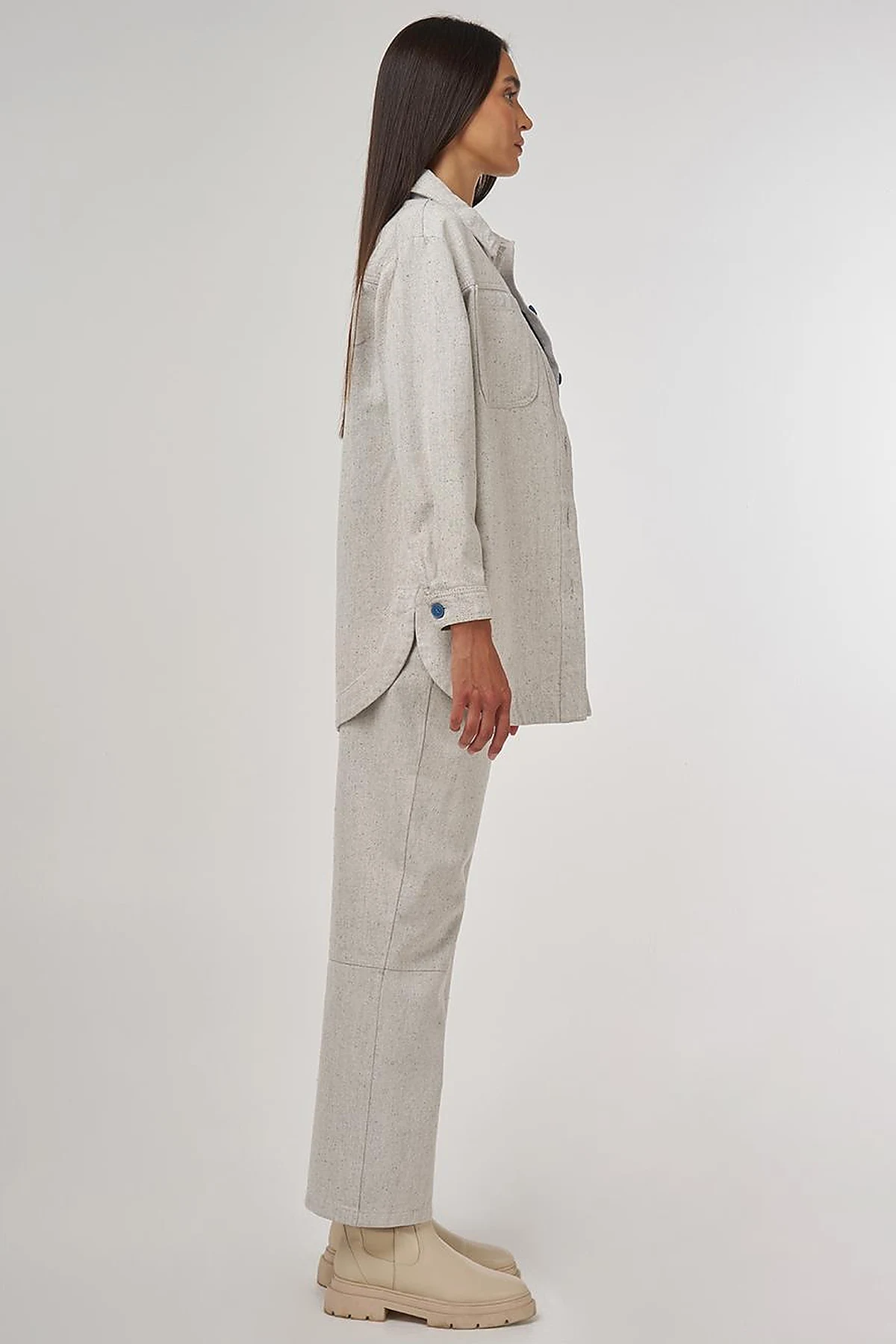 Double-Pocket Denim Jacket Gray