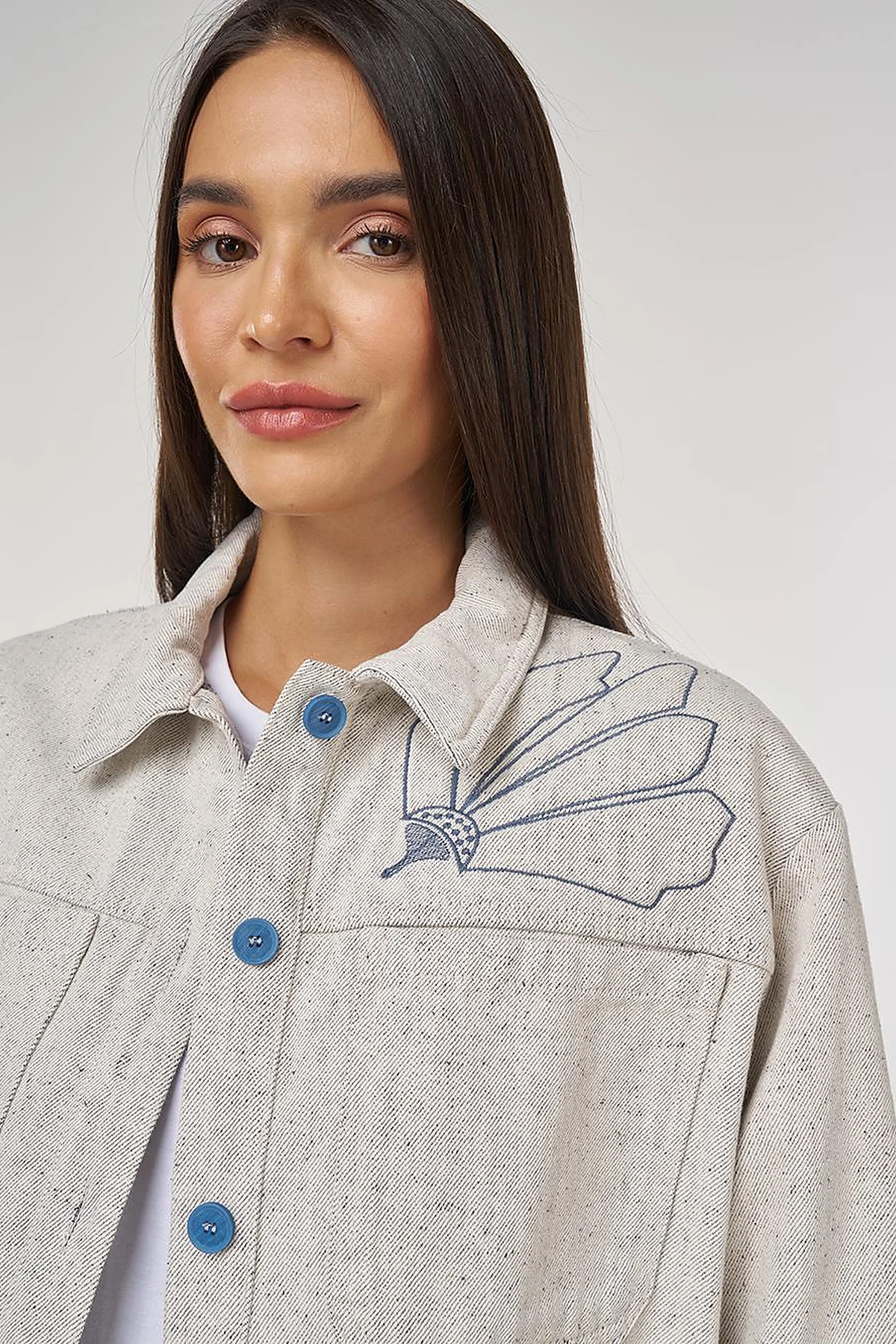 Double-Pocket Denim Jacket Gray