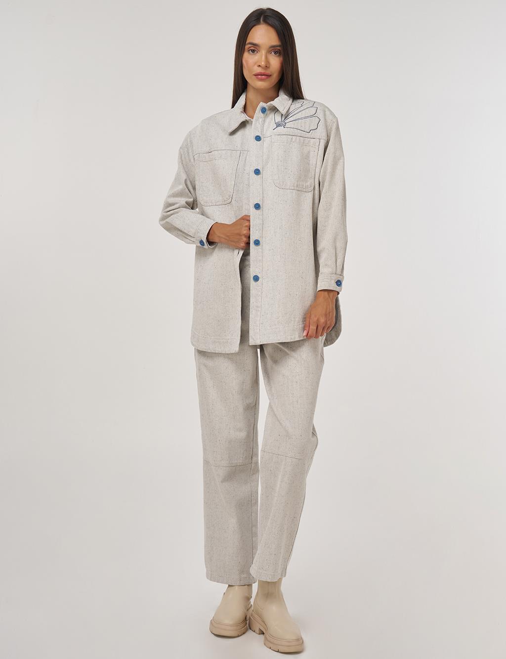 Double-Pocket Denim Jacket Gray