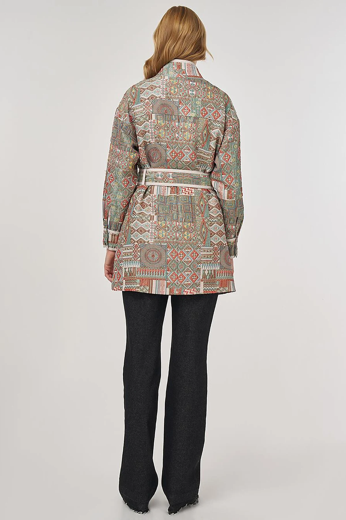 Patterned High Neck Jacket Mint