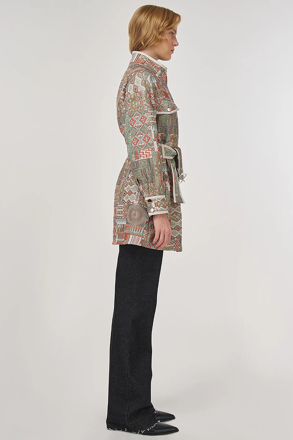 Patterned High Neck Jacket Mint