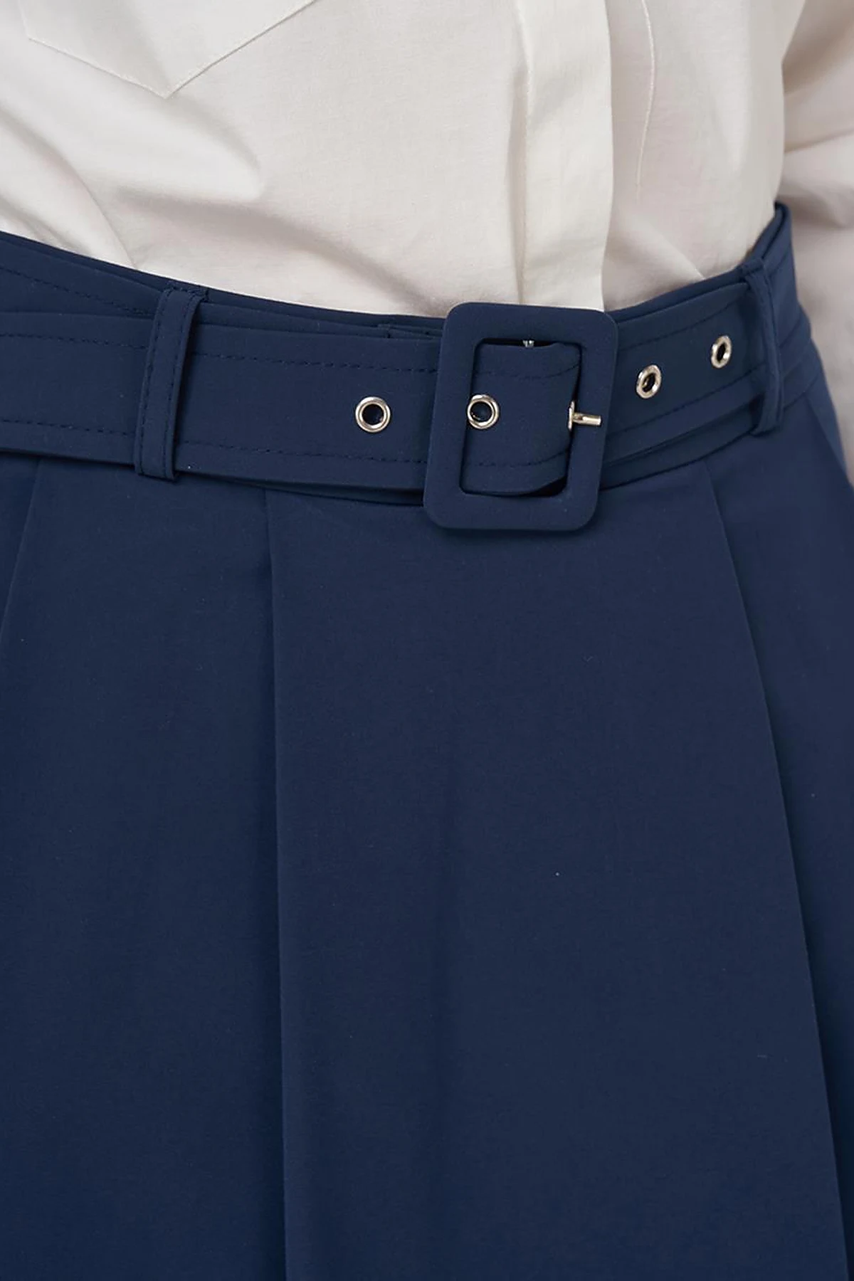 Kemer Detaylı Evaze Etek Koyu Lacivert 